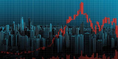 Graphical Representation of Financial Downturn Over Modern Metropolis: Visualizing the Economic Struggles in a City Landscape
