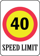 40kph speed limits. illustration vector