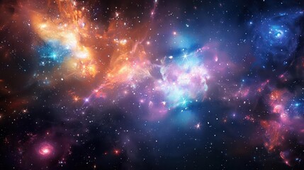 A stunning cosmic harmony of bright, colorful stars., image of galaxy universe space beautiful like magic in dream.