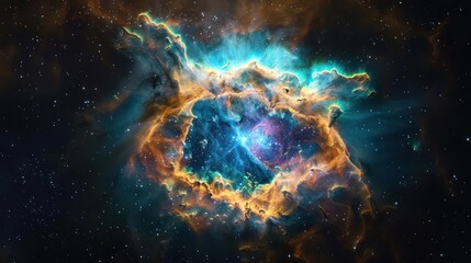 Obraz premium A planetary nebula with vibrant colors and unusual shapes., image of galaxy universe space beautiful like magic in dream.