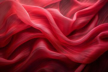 Obraz premium Abstract Waves of Red Fabric Flowing and Textured Silk Background
