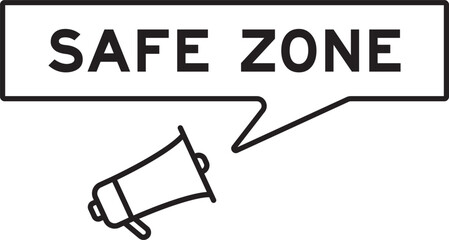 Megaphone icon with speech bubble in word safe zone on white background