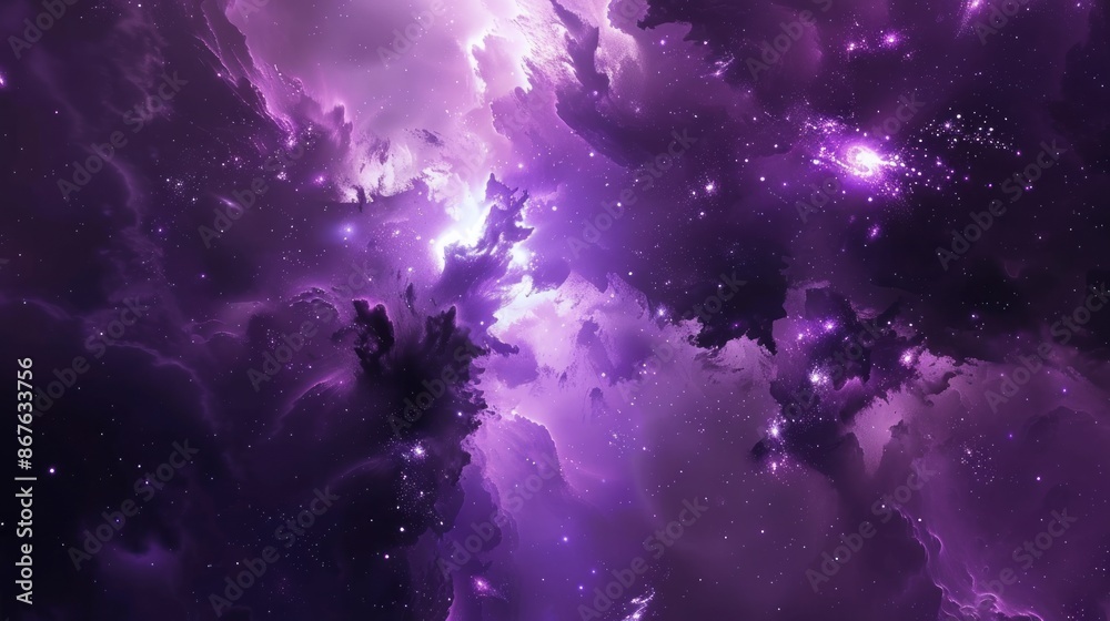 Canvas Prints purple space nebula abstract astronomy illustration 3d render of sky with glowing stars in deep spac