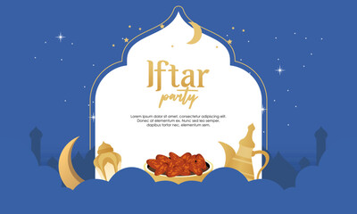 Fototapeta premium Iftar party celebration concept flyer vector illustration