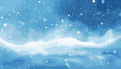 Winter snow background on blue backdrop, snowy winter landscape vector, falling snowflakes blue background, winter holiday design vector, magic white snowfall texture vector 3d illustration, 