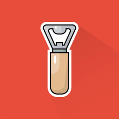 Illustration of Bottle Opener in Flat Design
