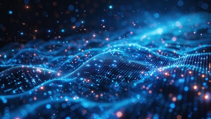 Abstract Blue and Orange Glittering Wave