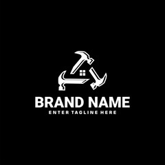 home repair logo vector design, hammer icon, window logo, home, house symbol, renovation logo design