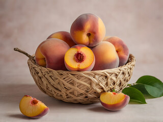 basket with peaches