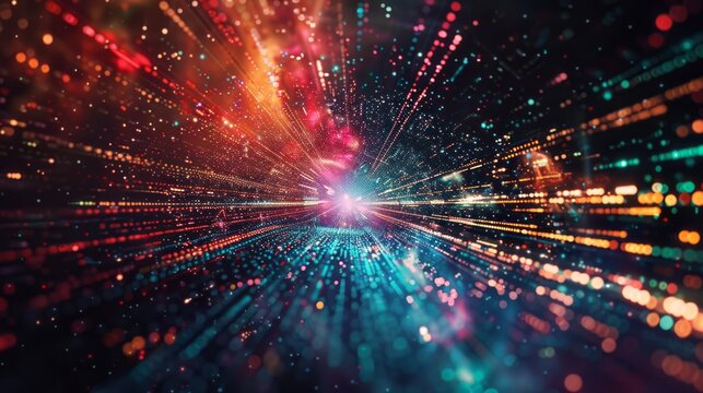 Retro futurism style space illustration, abstract cosmic mosaic background with geometric patterns and galactic elements, ideal for science fiction themes, space exploration concepts, futuristic artwo - Powered by Adobe