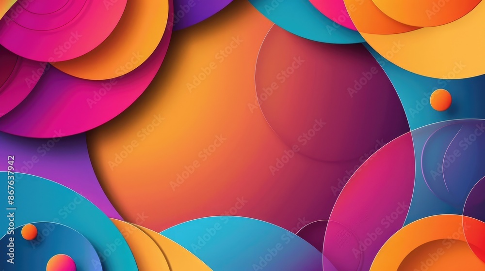 Fototapete abstract geometric shapes in vibrant colors with space for text in the center