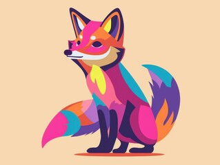 Geometric colorful fox illustration, Fox Logo