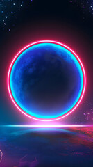 Obraz premium Glowing neon ring light in tunnel. 3d render. Futuristic abstract wallpaper.