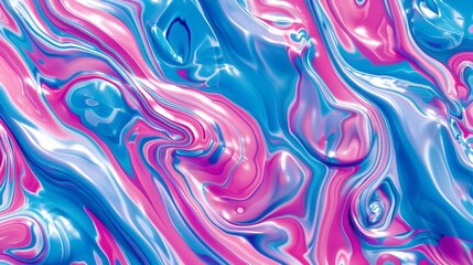 Obraz premium Seamless 80s holographic pink and blue frosted molten plastic jelly waves background texture - trendy iridescent abstract neon webpunk or vaporwave aesthetic surreal wavy marble