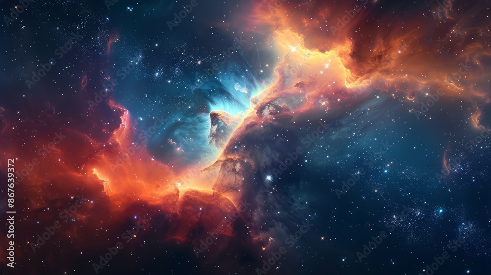 Canvas Prints spectacular space nebula with brilliant colors and galactic clouds - detailed deep space scene ideal