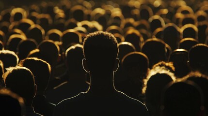 Obraz premium Silhouette of a Man in a Crowd