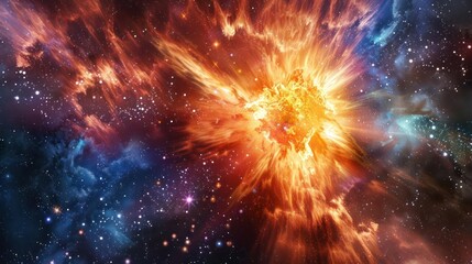 Fototapeta premium A supernova explosion with radiant colors and powerful shockwaves.