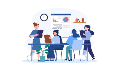 Business inclusive meeting with diversity concept illustration