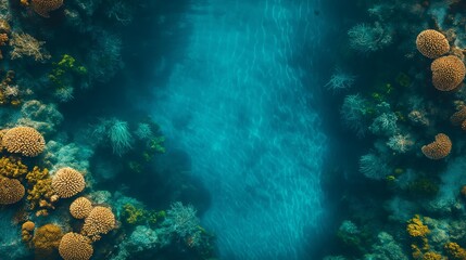 Fototapeta premium Underwater Coral Reef with Vibrant Marine Life in a Crystal Clear Ocean
