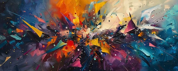 A chaotic explosion of shapes and colors, symbolizing the unpredictability of life.