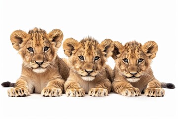 Fototapeta premium lion cubs on isolated background