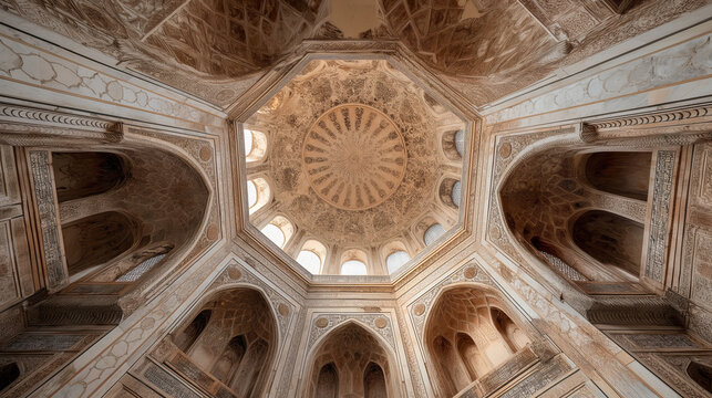 inside the Dome - Interior shot of the main dome, showcasing the intricate designs and the tombs of Mumtaz Mahal and Shah Jahan, Indian Independence Day, Indian culture