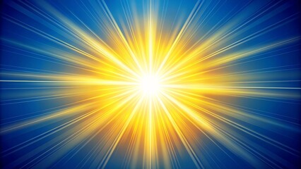 Obraz premium Vibrant sunbeam radiates from a bright yellow sun, casting a warm glow on a transparent, gradient blue background.