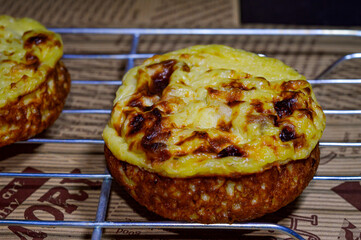 Baked mud cakes are wet cakes or traditional Indonesian market snacks, their soft texture and puffy...
