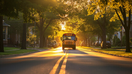 Obraz premium school bus on the road