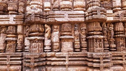 Slow motion video of  the 
Details of sculptures on the Konark Sun Temple. The temple was built in the 13th century and is
 now a Unesco world heritage site.