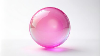 Obraz premium Shiny pink bubble isolated on white background, bubble, pink, shiny, isolated, white background, vibrant, colorful, round