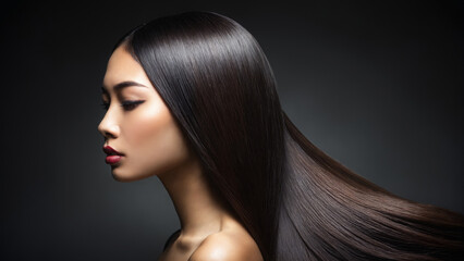 Fototapeta premium beauty portrait of Asian girl with Healthy Hair style. beautiful straigth, smooth and long hair