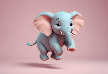 Playful Blue Elephant in Mid-Air