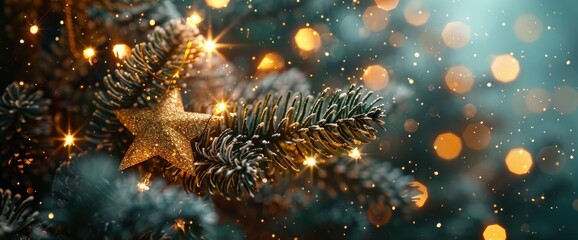 Fototapeta premium Christmas Fir Tree With Lights