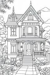 sketch of house and park