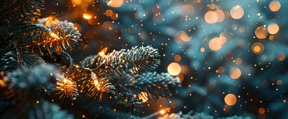 Fototapeta premium Christmas Fir Tree With Lights
