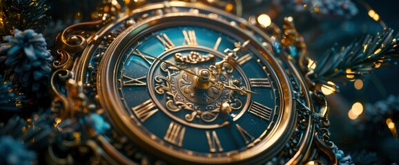 Fototapeta premium Countdown To Midnight With The Hours Of The Last Moments Before The New Year And The Clock Hands Moving