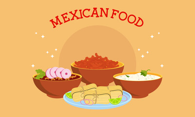 Mexican Food Signature Dishes Illustration