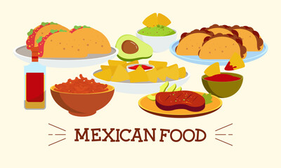 Mexican Food Signature Dishes Illustration