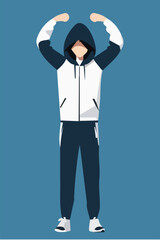 uomo con cappuccio misterioso  hacker in tuta da ginnastica vettoriale editabile