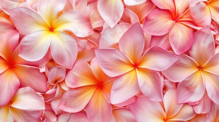 Obraz premium Close up of Frangipani Flowers in Pink and Orange