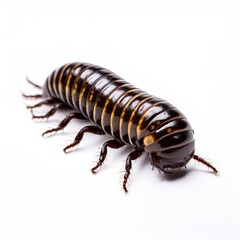 A millipede photography on white background.