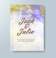 Watercolor Minimal Card. Classic Vector Design Cards. Wedding Abstract Background Invitation Art Template. Set of Creative Illustrations for Brochure, Cover Design. Minimalistic Watercolor Artwork.