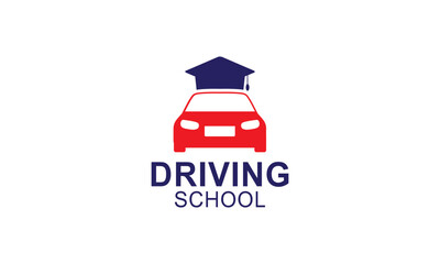 Driving school logo template. Steering wheel logo