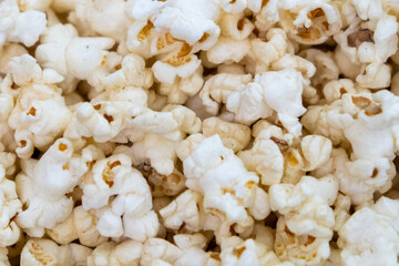 Close-up view of popcorn, for food-related contents, snacks, or movie night