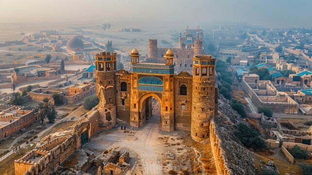 Overhead view of the ancient city of Balkh in Afghanistan