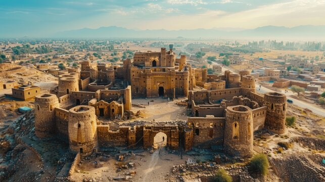 Overhead view of the ancient city of Balkh in Afghanistan