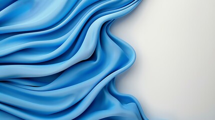 A minimalist business banner template with a clean, professional look. The design features dynamic blue fabric waves against a contrasting white background, exuding simplicity and elegance.