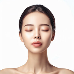 Fototapeta premium Beauty Asian women spa skin healthy on 100% isolate white background.