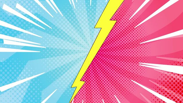 Comic Versus background in pop art style.Pink and blue background comic style